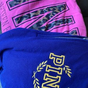 2 VS Pink hoodies leopard & navy sweater top
